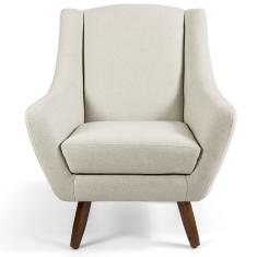 Poltrona Decorativa Sala de Estar Pés de Madeira Naomi Algodão Gran Belo