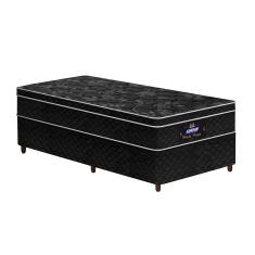 Conjunto Cama Box Solteiro De Molas Gazin Pérola Negra 88x188 Preto