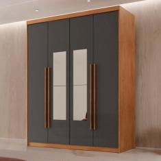 Guarda Roupa Solteiro 4 Portas 2 Gavetas com Espelho MDF Veracruz - Ru
