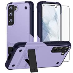 Asuwish Capa de celular para Samsung Galaxy S21 Plus S21+ 5G com película protetora de tela de vidro temperado e suporte fino, acessórios de célula híbrida de grau militar S21+5G S21plus 21S + S 21