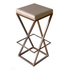 Banqueta Zênite - Cobre - Assento Estofado Pérola - 65cm