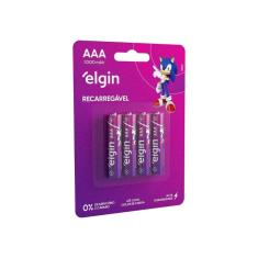 Pilha Recarregável Elgin Aaa 1000mAh 4 Unidades