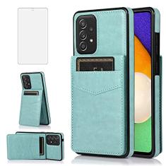 Capa de telefone para Samsung Galaxy A53 5G 2022 com protetor de tela de vidro temperado suporte para cartão de crédito capa carteira suporte acessórios de celular de couro Gaxaly A53 G5 Galaxies 53A