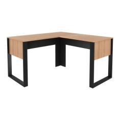Mesa de Canto para Escritório 136cm Multimóveis CR25263, Amêndoa/Preto