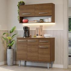 Armário de Cozinha Compacta 105cm Emilly Madesa 03, Rustic