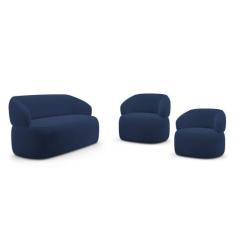 Kit 02 Poltronas Giratória e 01 Sofá Orgânico Glee 02 Lugares 140cm Ve