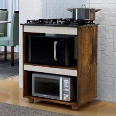 Balcão de Cozinha para Cooktop 4 Bocas Turim Kaiki - KAIKI MÓVEIS, Ipê