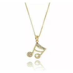 Colar Cordão Nota Musical Musica Folheado Ouro 18k - Milena Folheados,