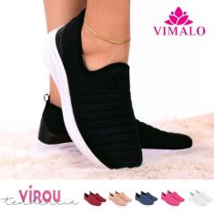 Tênis feminino meia calce fácil slip on leve flexível confortável para