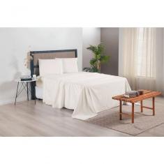 Jogo De Lençol Versatile Ponto Palito Completo 4 Peças Casal Micropercal palha