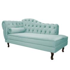 Divã Recamier Diana Lado Direito 120 Cm Suede Azul Tiffany