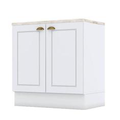 Balcão 2 Portas 80 Cm Americana Branco Com Tampo Cooktop Calcare  Henn