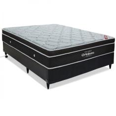 Conjunto Cama Box Colchão Elegant Superpocket Casal  Ortobom Preto/Branco