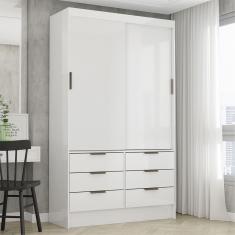 Guarda Roupa Sevilha 2 Portas De Correr 6 Gavetas Carioca Móveis Branco