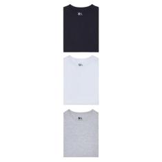 Kit 3 Camisetas Básicas Reserva, GGG, Preto, Branco, Cinza