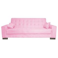 Sofá Cama 2 Lugares para Sala de Estar Lisboa Suede Rosa Bebê - D'Ross