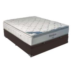 Cama Box com Baú Casal Marrom e Colchão Freedom Ortobom D33