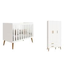 Berço Americano Isis e Roupeiro 3 Portas Isis Branco Fosco - Móveis Re