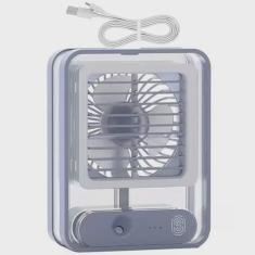 Ventilador Umidificador Ar Agua Touch Led Luminaria USB 3 Velocidade Silencioso De Mesa Trabalho Estudos Casa Portatil V