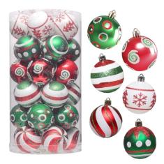 MoNiBloom Enfeites de bola de Natal grande de 30 quilates para decoração de plástico para pendurar em árvore de Natal, conjunto decorativo de 6 cm com glitter decorativo à prova de estilhaçamento para