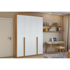 Guarda Roupa 4 Portas e 2 Gavetas Alonzo New Amêndoa/Branco - Lopas
