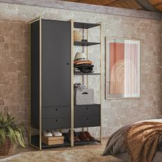 Guarda Roupa Closet Modulado Industrial 1 Porta 4 Gavetas