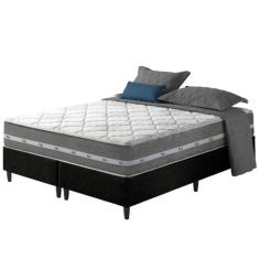 Cama Box King Preto + Colchão Molas Ensacadas Miami 193x203x59cm - Zid