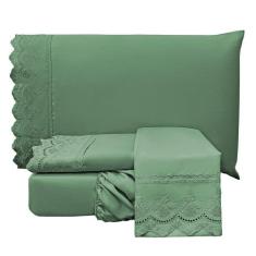 Jogo de Lençol Queen Lauren 300 Fios 4 Peças - Esmeralda - Casa Modelo