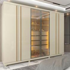 Guarda-roupas Casal 6 Portas com Pés e Led Absolut New Reflecta 100% M