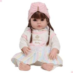 Bebê Reborn Silicone Com Lindos Cabelos Castanhos Turbante - Cegonha R