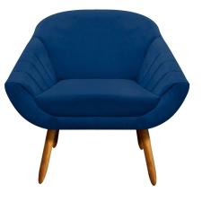 Poltrona Giovana Suede Azul Marinho Pés Palito Castanho D´rossi