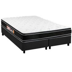 Cama Box Queen: Colchão Espuma Castor D33 Black E White + Base Crc Suede Gray(158X198)