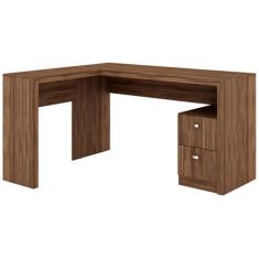 Mesa Escritório de Canto 2 Gavetas ME4129 Nogal - Tecno - Tecno Mobile