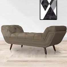 Recamier Calçadeira Estofado Sienna Queen 160 Cm Linho Marrom - LM DECOR