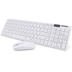 Kit Teclado E Mouse Sem Fio Wifi Usb 1600dpi 2.4ghz Slim Pc Branco - E