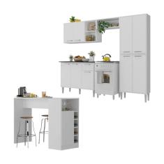 Armário De Cozinha Com Bancada Americana Xangai Multimóveis Mp2203 Branco Branco