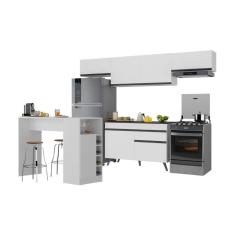 Armário De Cozinha Modulado Com Bancada Veneza Multimóveis Mp2212 Branco/preto Branco/preto
