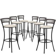 Kit 6 Banquetas Alta Forts Fio de Fibra Proteção UV Bancada, Área Gour