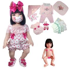 Bebê Reborn Menina 100% Silicone Enxoval Completo + Bolsa - Mamãe Rebo