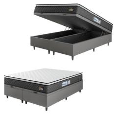 Cama Box Baú Casal Queen Colchão Espuma D33 Pillow Top Millenium 158x1