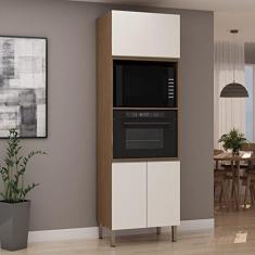 Torre para Cozinha para Microondas e Forno com 3 Portas Genialflex Ébano/off White
