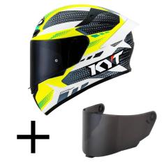 Capacete KYT TT Course Gear Preto e Amarelo Mais Viseira Fumê