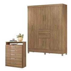 Cômoda Triunfo e Guarda Roupa Casal Munique Amêndola Touch - Demóbile