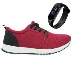 Tênis Esportivo Feminino Leve e Macio Para Academia Caminhada Corrida + Relógio-Feminino