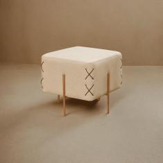 Puff Banqueta 45cm X 45cm Eros Luxo Bege Claro