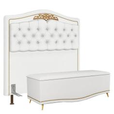 Cabeceira Cama Box Casal King 195cm Com Calçadeira Baú Imperial J02 Co