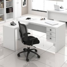 Mesa para Escritório 3 Gavetas Branco ME4106 - Tecno Mobili, Branco