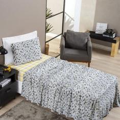 Jogo de cama infantil malha 100% algodão estampado 03 peças - Safira e