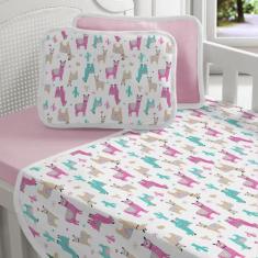 Jogo De Cama Bebê 3 Peças - Lençol Liso - Fronha Estampada - Fronha Li