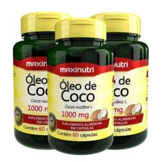 Kit 3 Óleo de Coco Extra Virgem 60 Capsulas 1000mg Maxinutri